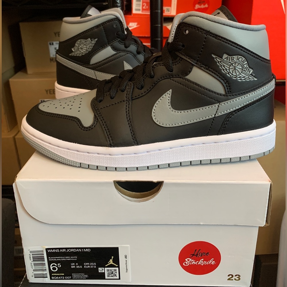 Nike Air Jordan 1 Mid Shadow Black Grey Shoes BQ6472-007 Women's Sizes